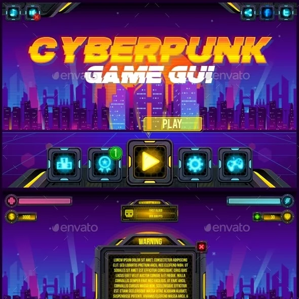 赛博朋克风格游戏界面设计